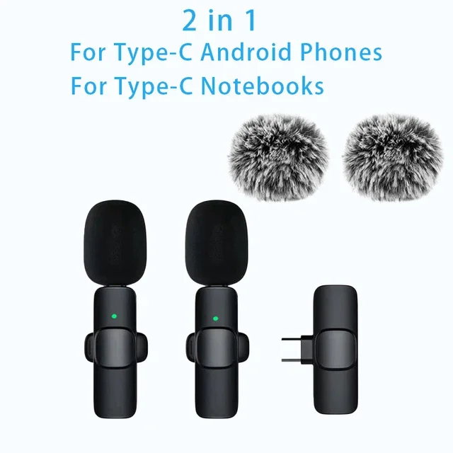 Lavalier Microphone 2.4G Wireless Portable Audio Video Recording Mini Mic for iPhone Android Live Broadcast Gaming Phone