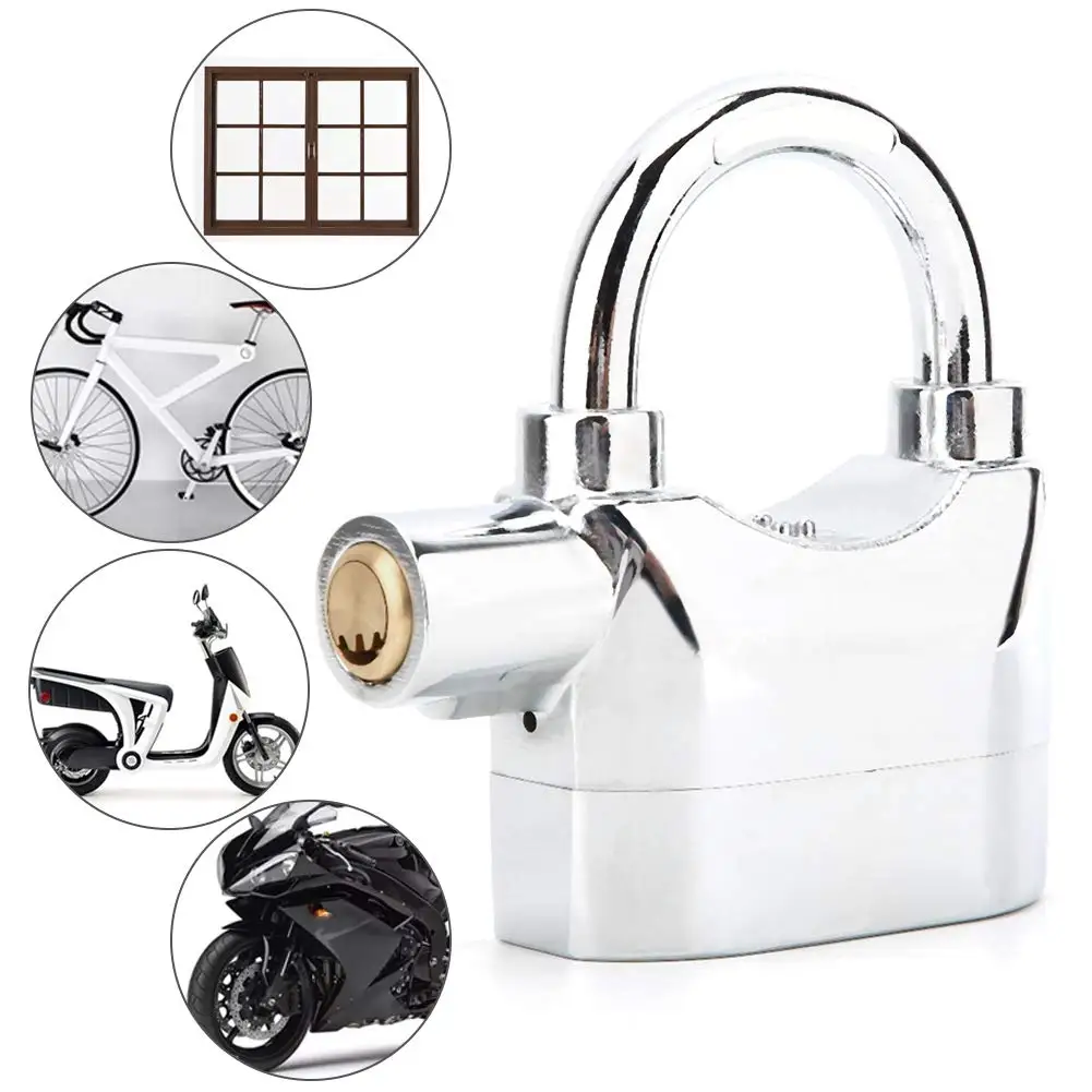 High-Security Alarm Padlock: 110dB Alert – Ideal Heavy-Duty Security Lock for Home, Gate, Bike Use with 3 keys(Durable Design)