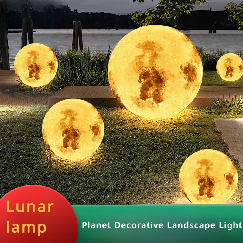 

Lunar Floor Lamp Outdoor Waterproof Ball Lawn Atmosphere Lamp Planet Ground Insertion Decorative Landscape Courtyard Lamp