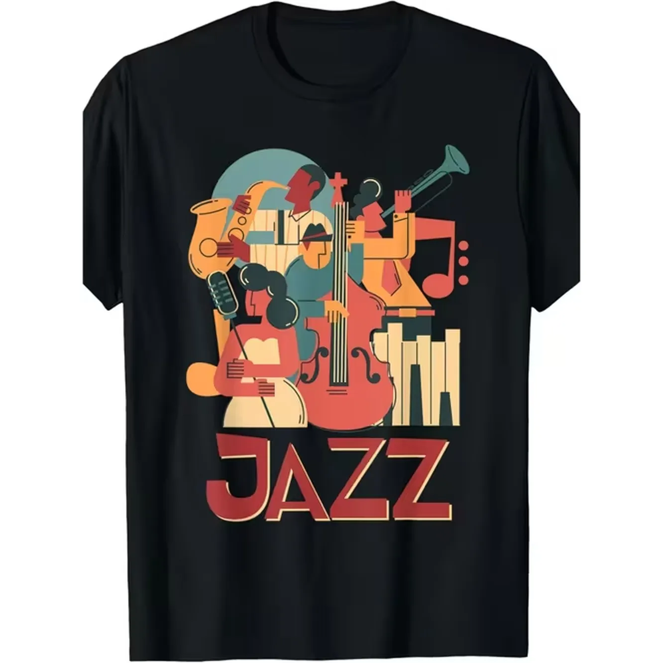 Mens Womens Jazz Stage Performance T Shirt Pure Short Sleeve Retro Musician Graphic Tee With Jazz Musicians Print Unisex Casual Wear For Jazz Festivals Concerts 180G