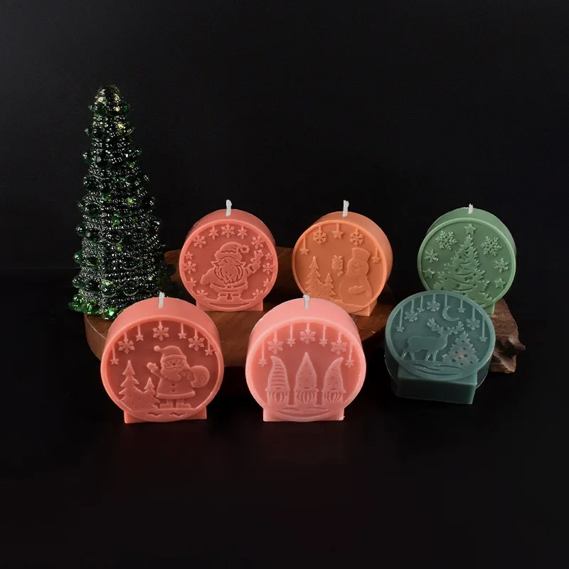 2024New Christmas Light Bulb Candle Mould Santa Claus  Tree Elk  Plate Mirror  Silicone Mold