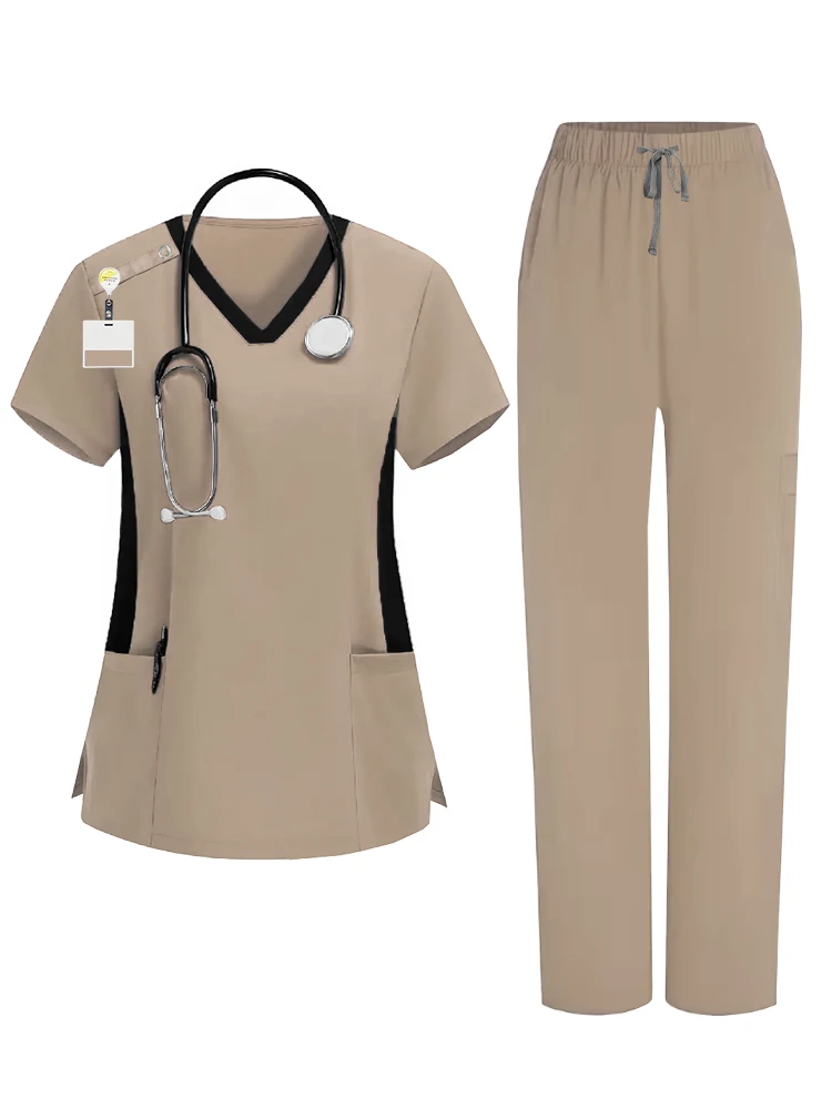 ممرضة الدعك الدعاوى اللون حجب للجنسين الزي الطبيب ممرضة الملابس مستشفى تجميل صالون الحيوانات الأليفة مستشفى العمل 2 قطعة مجموعة