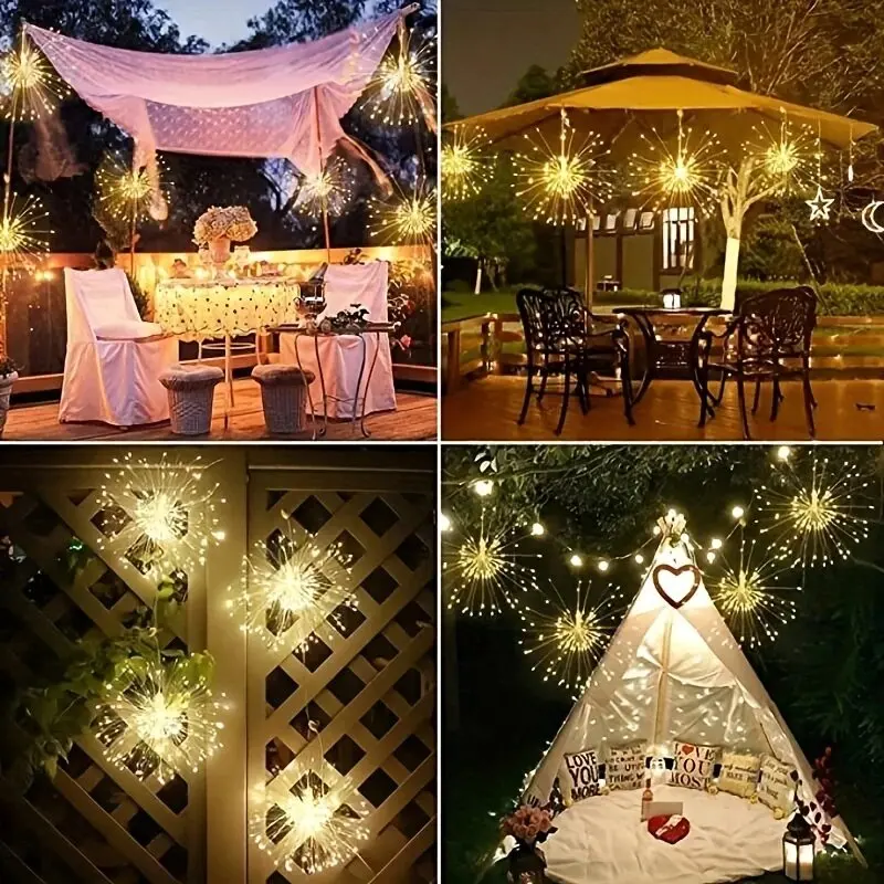 Hanging Firework Light 8 Mode Remote Control Battery Powered Fairy Light,Decoration Lights For Garden,Yard,Holiday,Wedding,Party