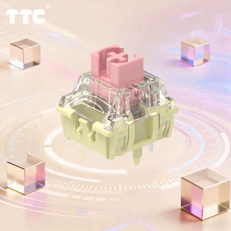 Upgraded TTC Gold Pink V3 Mechanical Switches 5 Pins Silver-Plated Contacts Smooth Pre-Lubed Hot-Swap Ultra-Light 37gf