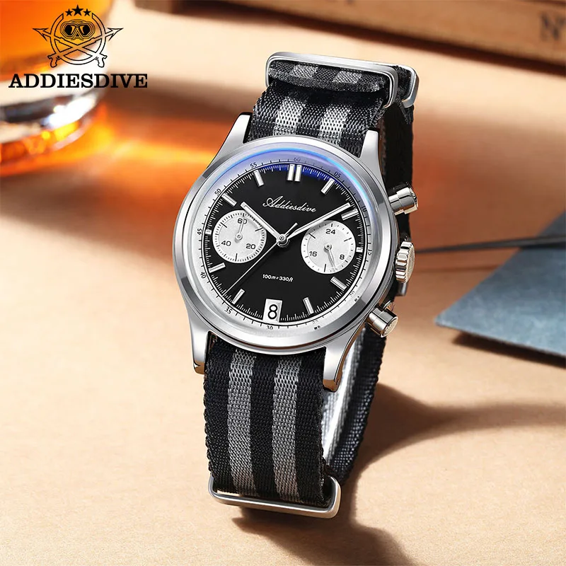 ADDIESDIVE Men's Watches VK64 Movement Quartz Wristwatch Multifunction Waterproof Chronograph Luxury Watch Outdoor Sports Watch