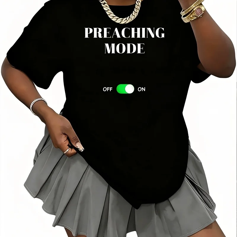 Preaching Mode on Funny Best Gift Life Preacher Pastor Women's 100% Cotton T-Shirt Fun Print Short Sleeve Top Casual Round Neck Tee S-5Xl