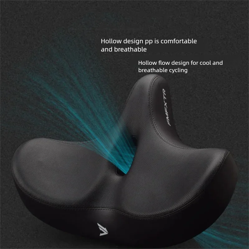 FMFXTR Bicycle Saddle 3D Wide Comfortable Bike Seat Cushion Single/Double Spring Shock Absorption PU Leather Hollow Breathable