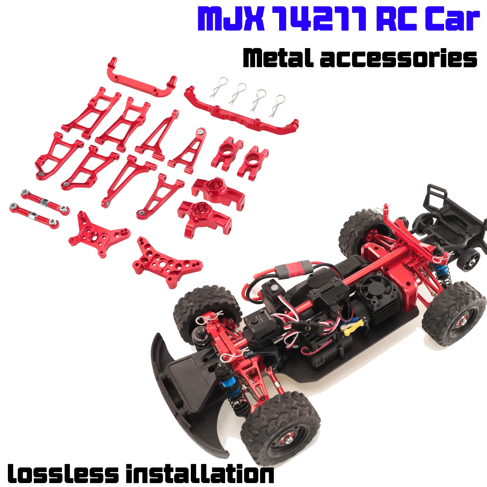 Metal Swing Arm Steering Cup Suspension Frame Car Shell Column Kit for MJX HYPER GO 1/14 14211 Short Card RC Car Accessories