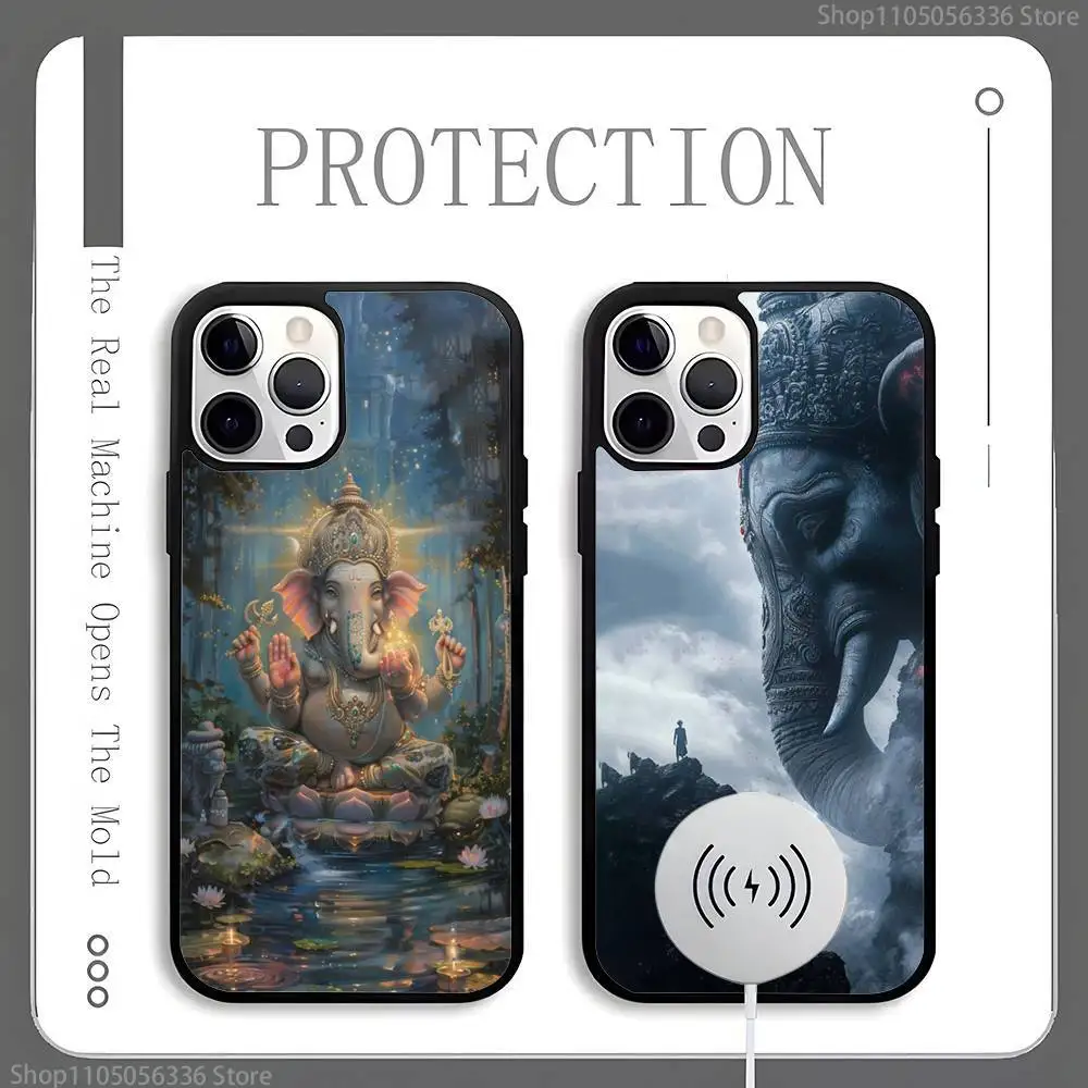 

Ganesh Elephant God Phone Case For Magnetic Wireless Charge Cover For iphone 16 15 14 13 12 11 Pro Max Plus Coque