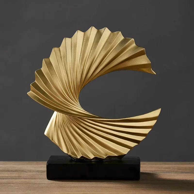 

Modern Decor Abstract Sculpture Resin Sculptur Art Golden Statue Living Room Home Decoration Office Desk Decoration Accessories