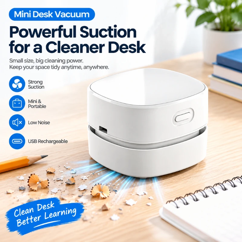 Desktop Vacuum Cleaner Portable Wireless Mini Vacuum Cleaner Office Desk Dust Rechargeable Home Table Sweeper Desktop Cleaner