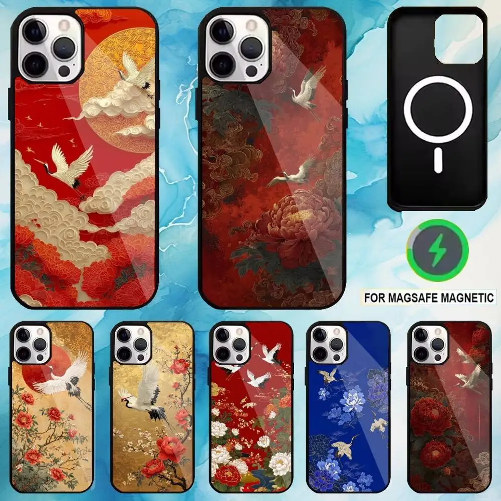 

Lucky Crane Phone Case For iPhone17,16,15,14,13,12,11 Plus,Pro Max Magnetic For Magsafe Wireless Charging