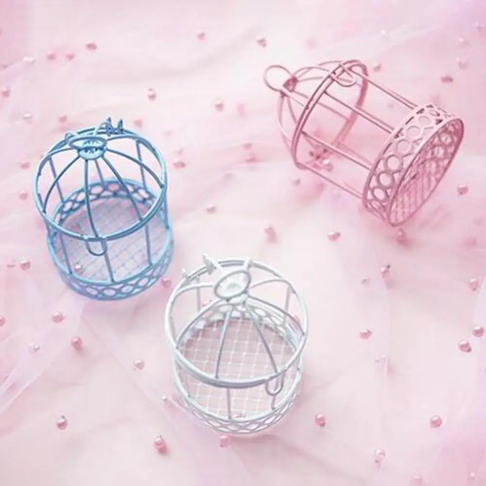 Decorative Bird Cage Iron Wedding Garden Decor Candle Box Metal Retro Style Candy Color Hollow Candy Gift Boxes for Party