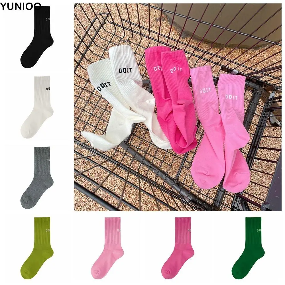 

Fashion Colorful Pink Socks Solid Letter Letter Crew Socks Harajuku Middle Tube Socks Calf Socks Sports