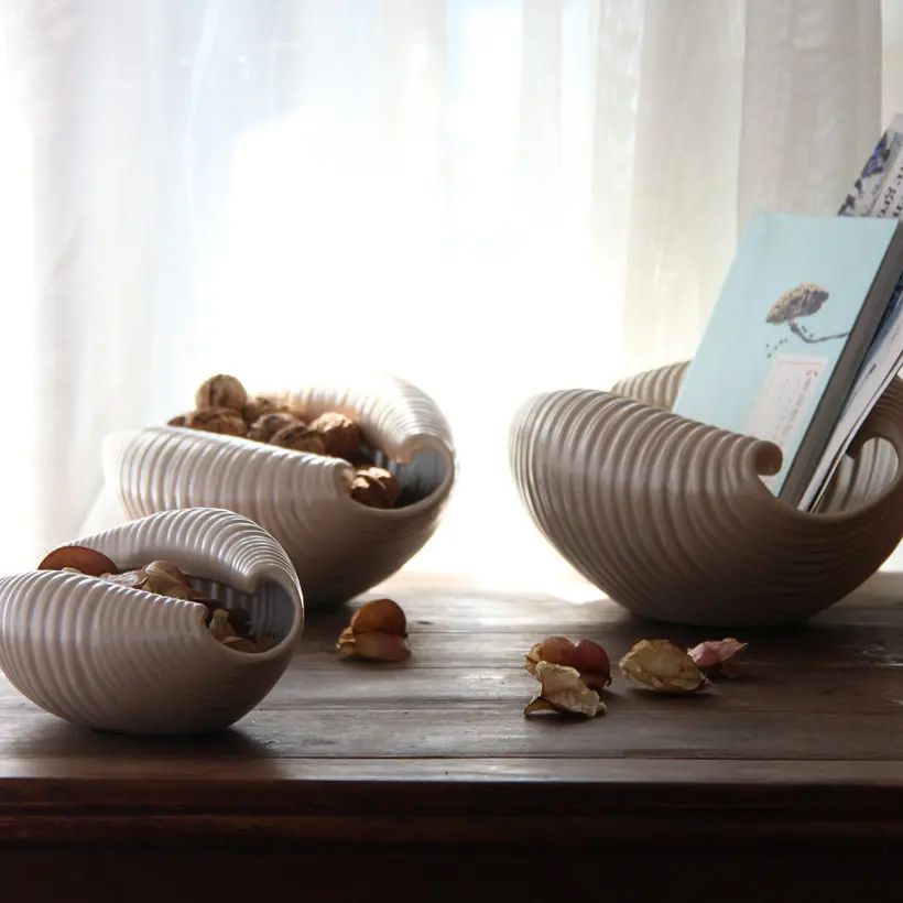 Ceramic Ornaments Conch Ornaments Shell Sculpture Desktop Storage Container Fruit Platter Candy Bowl Home Decoration