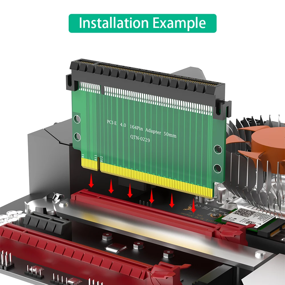 TISHRIC PCI-Express 4.0 16X Adapter Card PCIE 4.0 164Pin Height Increasing Card 4-layer PCB Design for DIY PC