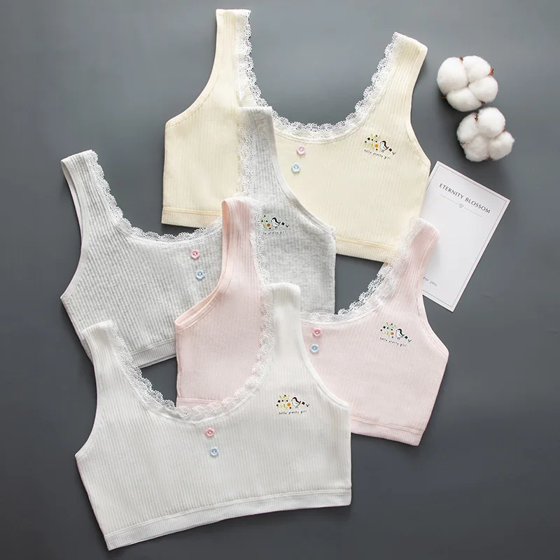 Girls Bra Student Developmental Girls Cotton Underwear For 10-12-15 Years Old Junior High School Girls Small Vest Bra