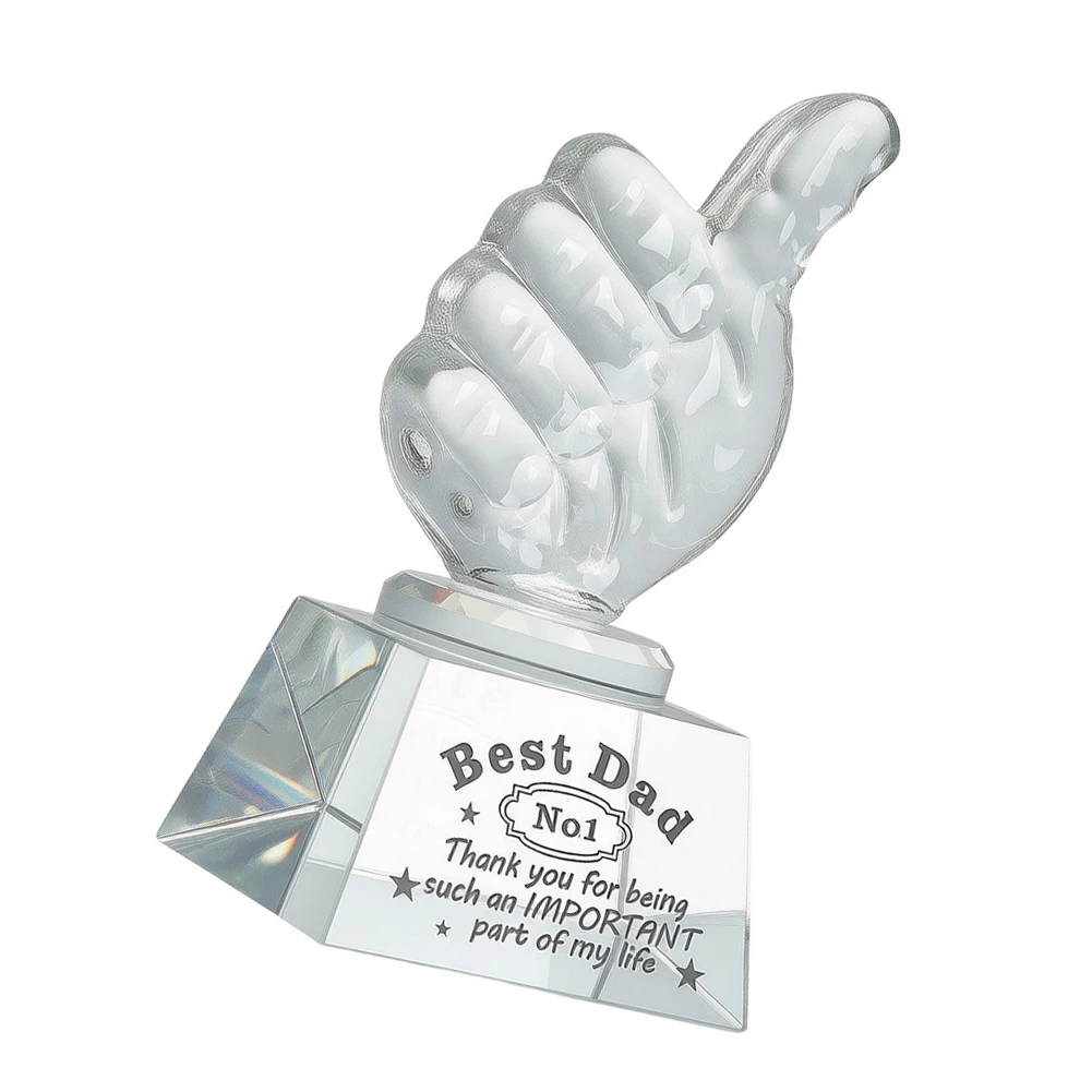 Thumbs Up Statue Gemstone Trophy Lead-free Material Permanent Engraving Faceted Design Stylish Desk Decoration For Fathers