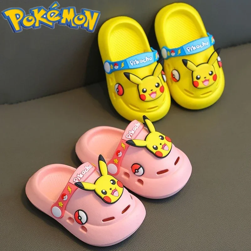 Pokemon Children\'s Slippers Summer Beach Shoes Indoor Non-slip Soft Bottom Kawaii Pikachu Anime Peripheral Toys Birthday Gift