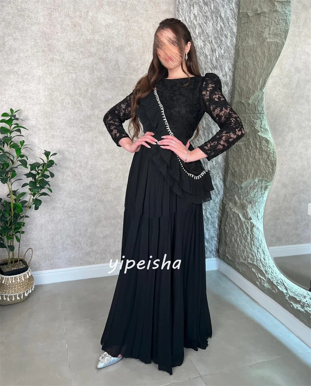 Customized Chiffon Sash Rhinestone Pleat Graduation A-line O-Neck Bespoke Occasion Gown Long Dresses