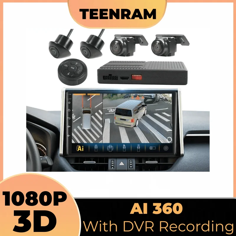 TEENRAM For Commercial Vehicle MPV Car AI 360 Panoramic 3D Bird View Camera System Surround Around View 1080P DVR