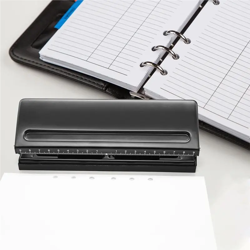 Ingenieuze metalen 6-gaats perforator, verstelbare 6-ring voor dagelijkse planner, persoonlijke agenda en bindmiddel navulpagina's