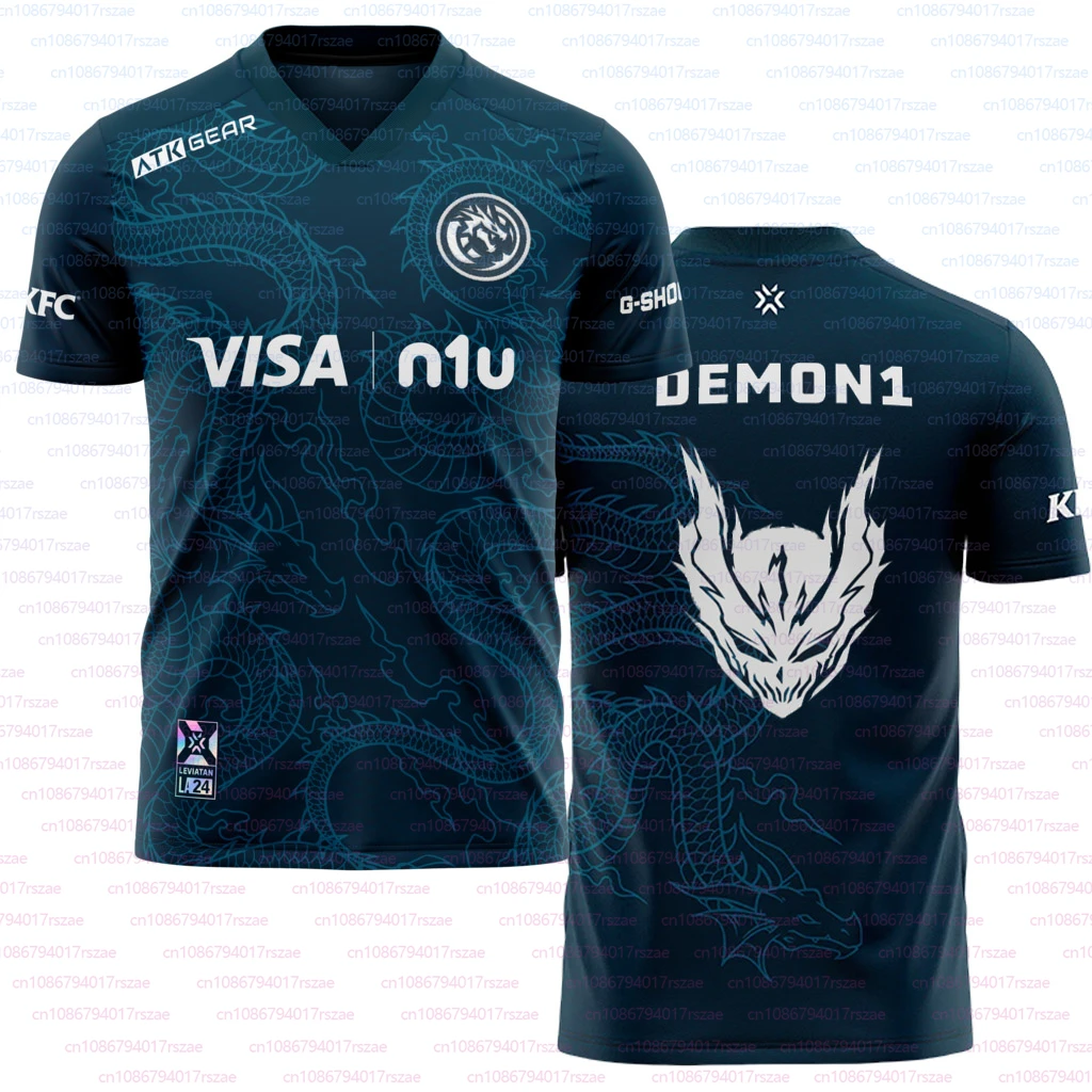 Team 2025 Leviatan Jersey VALORANT Fans Summer 3D Print V-neck Breathable Sportswear Uniform Men Fashion Dragon Casual T-shirt