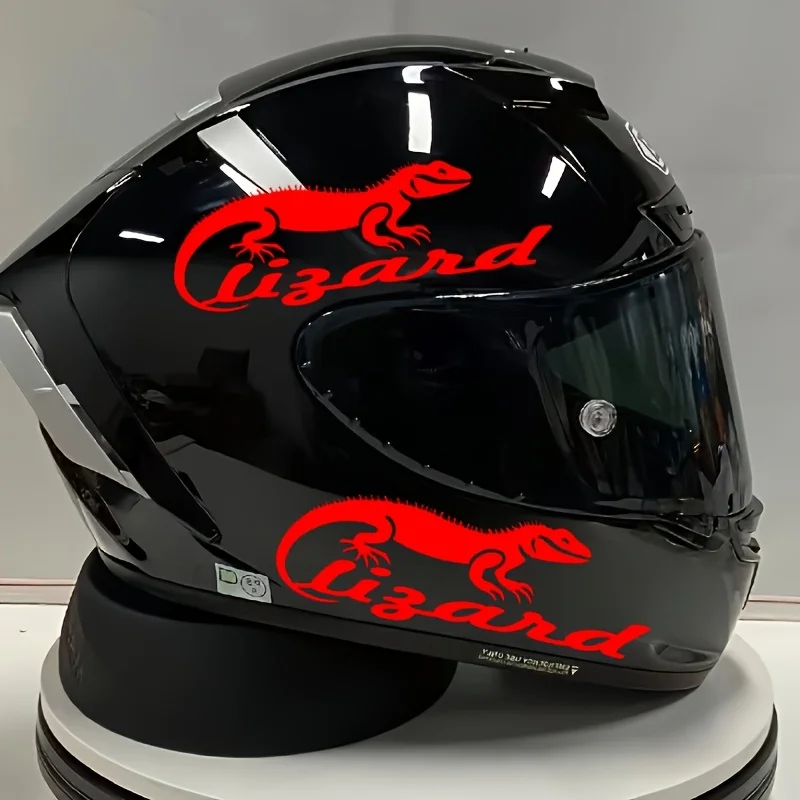 2Pcs/set 2D Flat Lizard Waterproof Stickers, Black Reptile Vinyl Decals for Motorcycle Helmet, Car Body and Window Decor