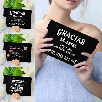 תודה אתה מורה בית הספר מקרה עט פאוץ קוסמטיקה מוצרי טואלטיקה תיק Cometic שקיות בד ארגונית לאיפור עיפרון מקרי בנות