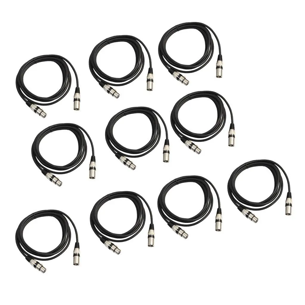 10 Pieces 3 Pin Mic Cable Audio Cord Welded Plug DMX Cable