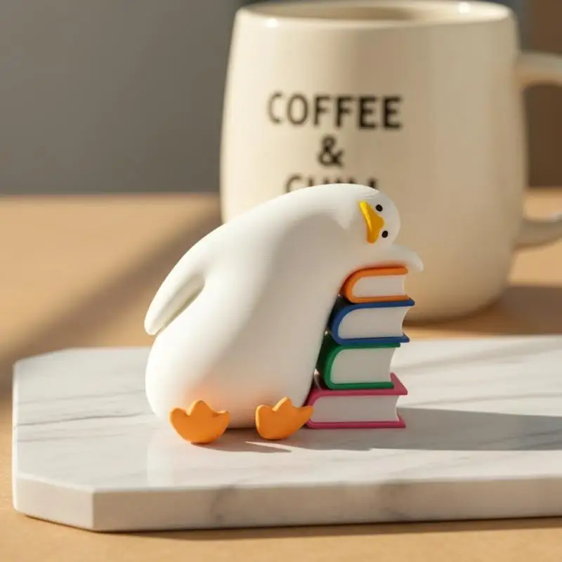 Animal Themed Cute Duck Bookend Decorative Non-Slip Book Holder for Study Room Bedroom Bookshelf Desktop Decor Gift