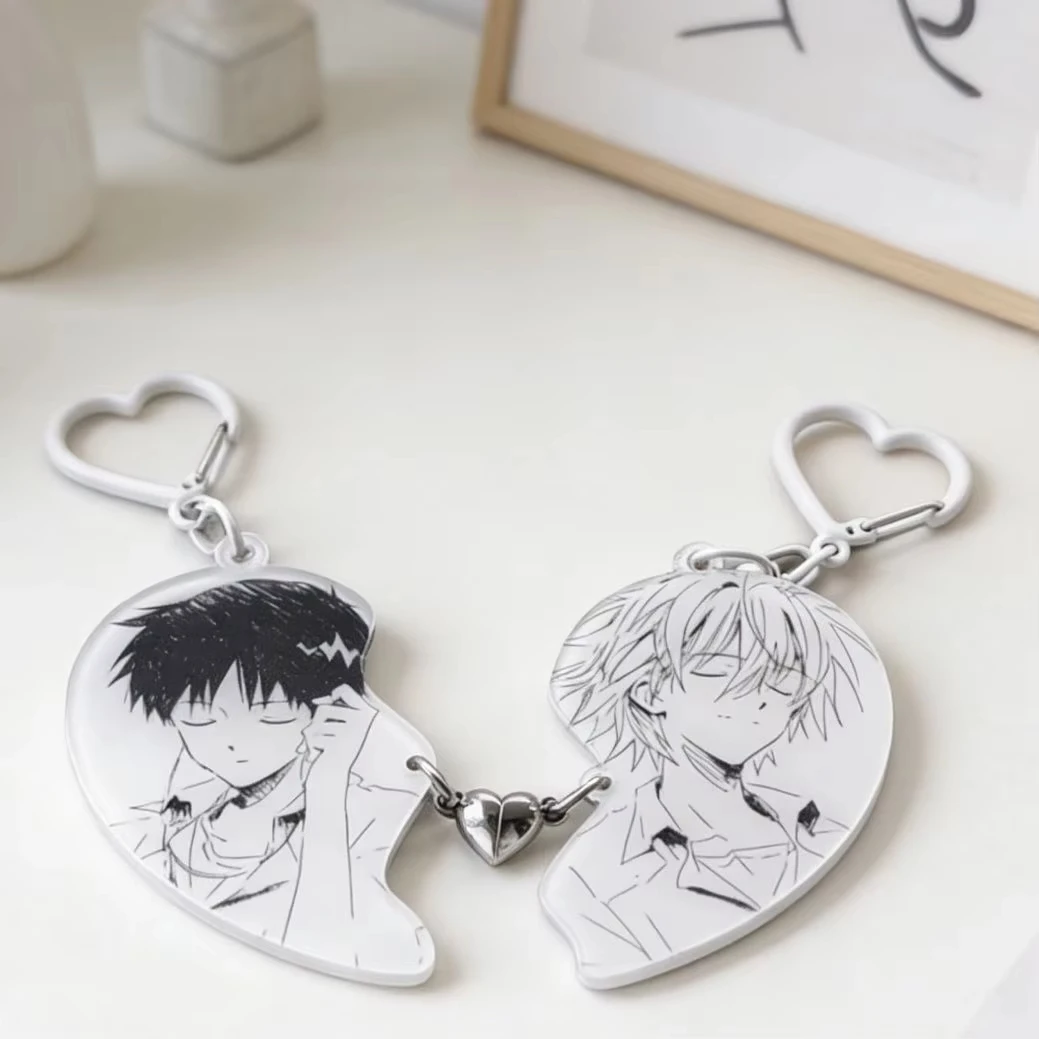 Anime Figure Shinji & Kaworu Magnetic Matching Keychain Set Couple Acrylic Bag Charms view 3