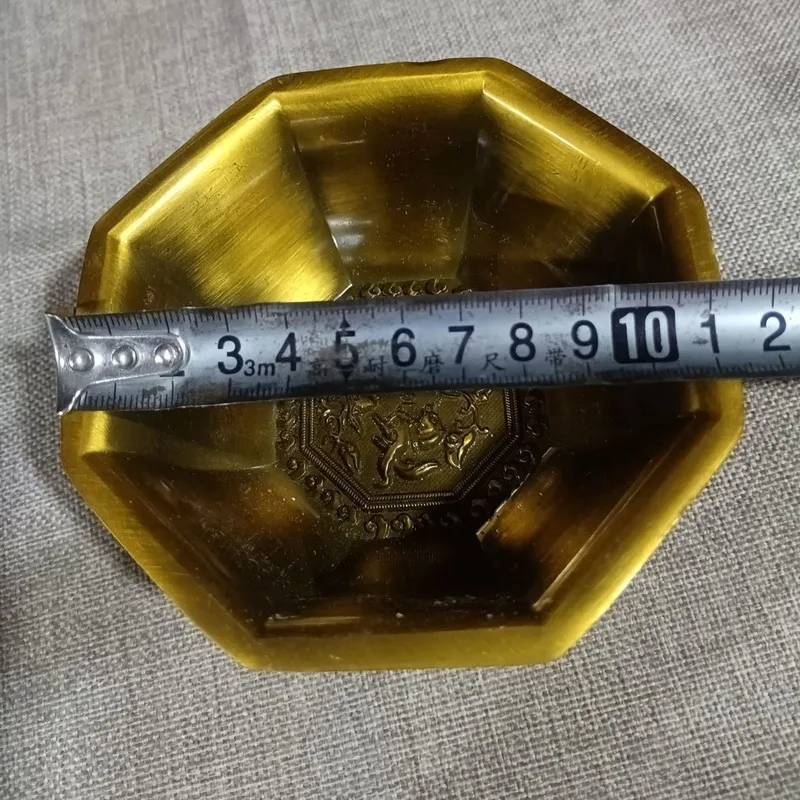Auspicious Symbols, -Sided Water , Golden , Tibetan-Style Seven- Offering Bowl, Eight-Ingredient Of
