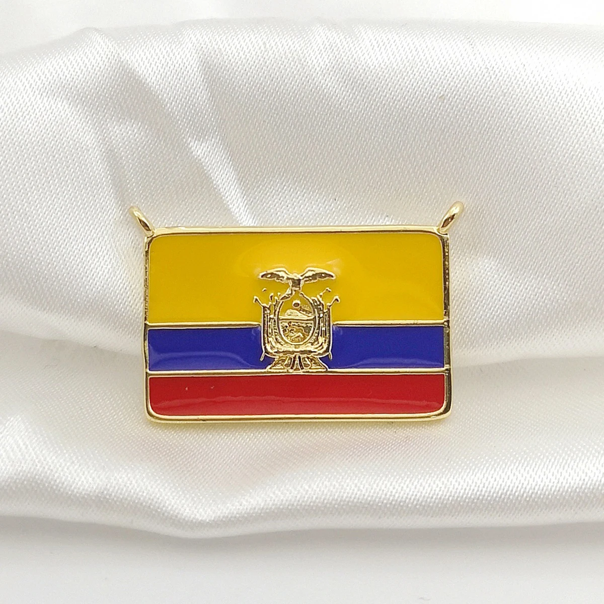 Copper Gold Plated Flag of Ecuador Charms for DIY Jewelry Making Enamel Patriotic Souvenir Ball Pendant Jewelry Gift Accessories