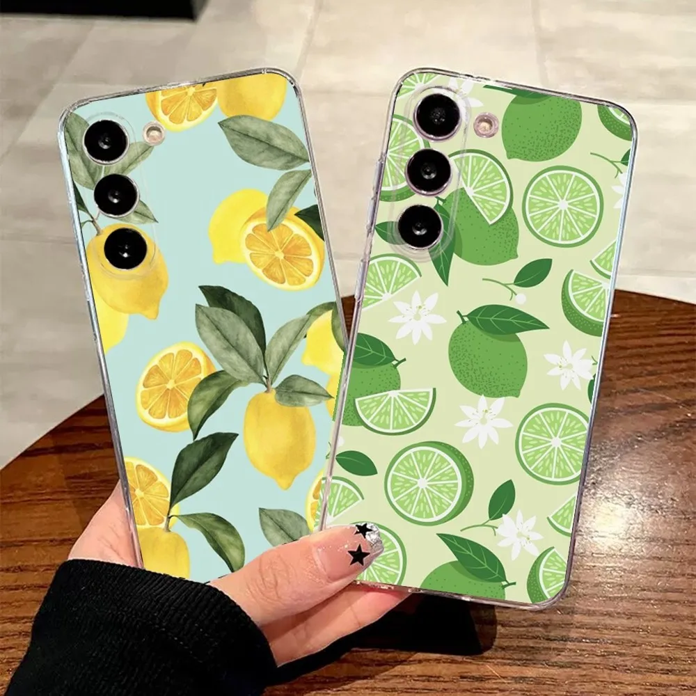 Fruit Lemon Cherry Phone Case For Samsung Galaxy A71,70,52,51,40,31,50,30S,21S,Note20 Transparent Cover