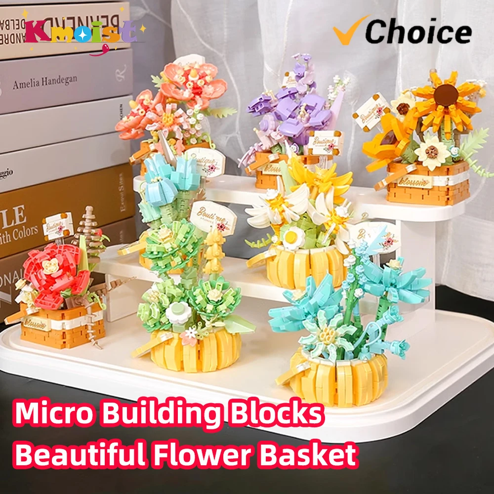 Flowers Potted Baskets Particle Building Blocks Assembled Girls Series Gift Eternal Toys Bricks Block Flower Set Chirstmas Gifts