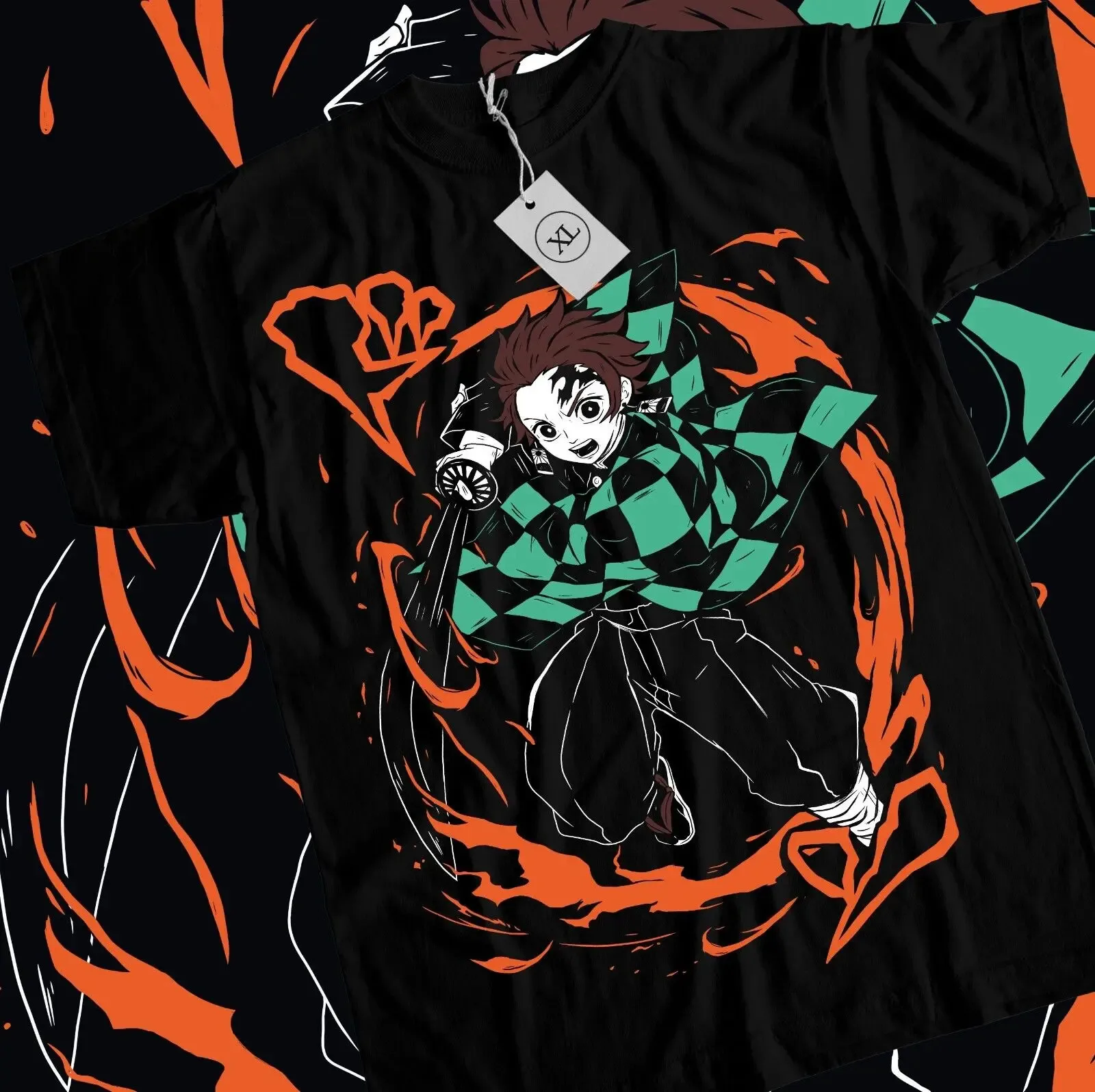 Tanjiro T-Shirt Demon Slayer Kimetsu no Yaiba Manga Nezuko Black Shirt All Size