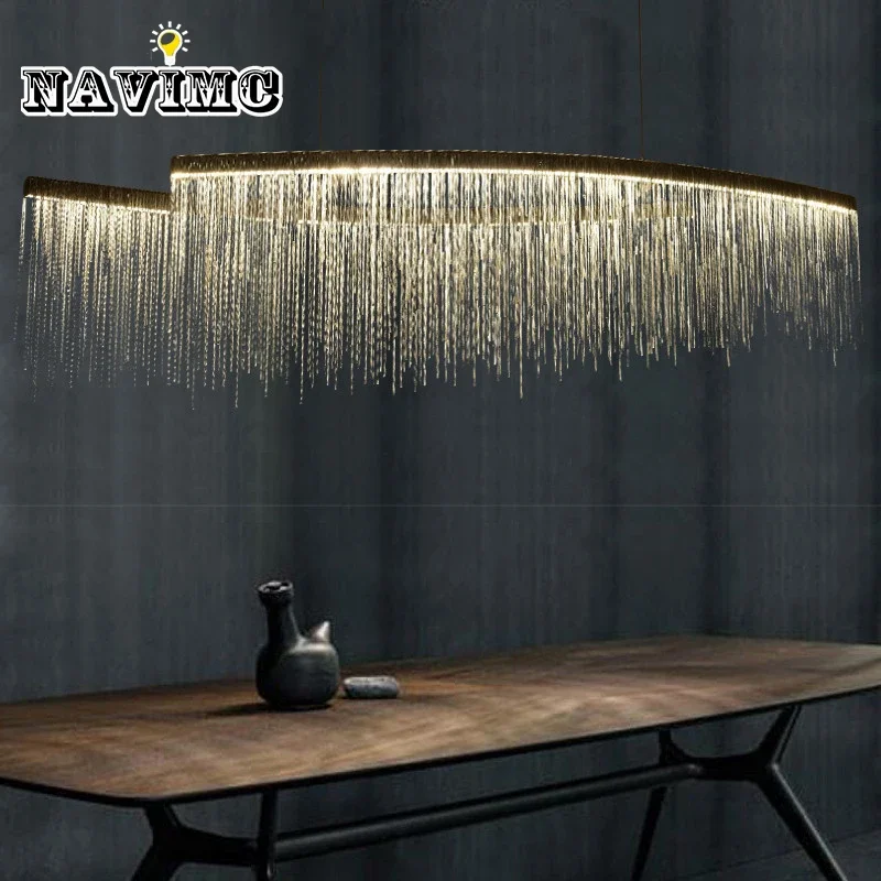 Modern Led Pendant Light Aluminum Chain Meteor Shower light For Hotel Hall Restaurant Dining Room Silver Create Hanging Lamp