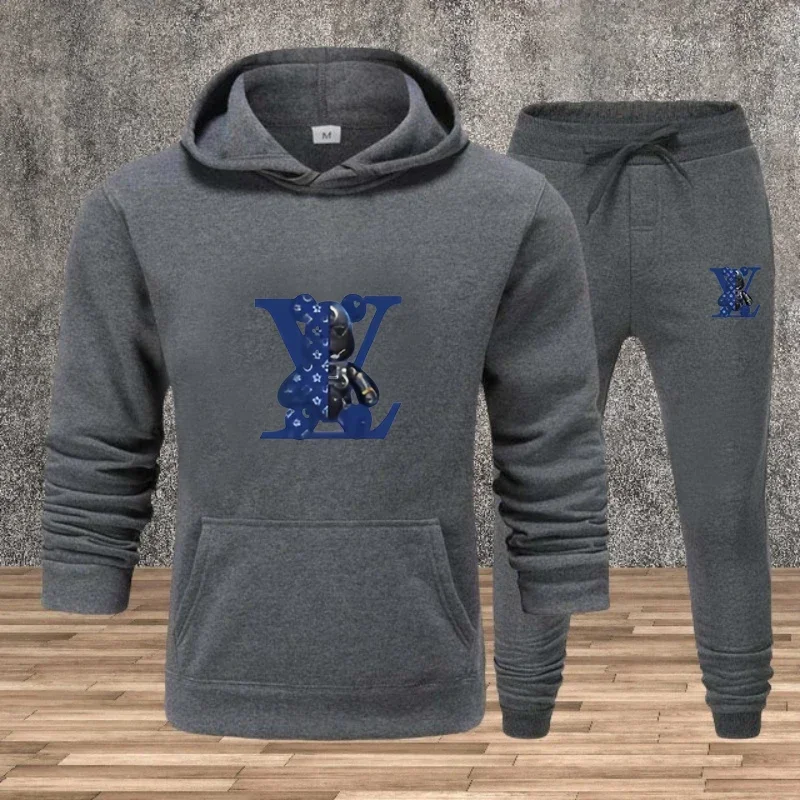 

Men's sportswear set - a comfortable hoodie, a casual fitness jogging top and a fashionable sportswear pants two-piece set