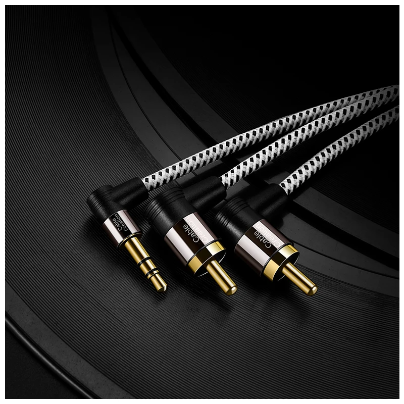 CableCreation Stereo DC 3.5mm  Male 90 degree angle to 2 RCA Angle Male 90 degree angle  Audio Stereo Cable,Black