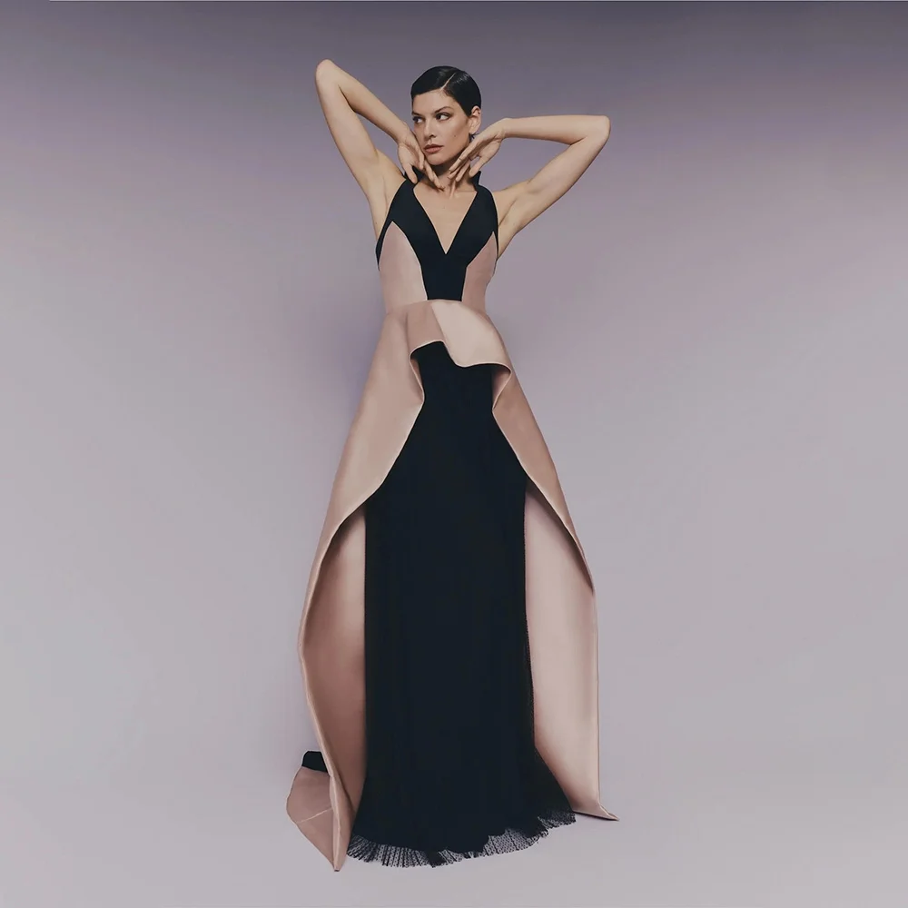 Evening Dresses Women Elegant Prom Dresses Halter Neck Sleeveless Ruffle Straight Formal Gowns Party Cocktail Gowns  For Gala