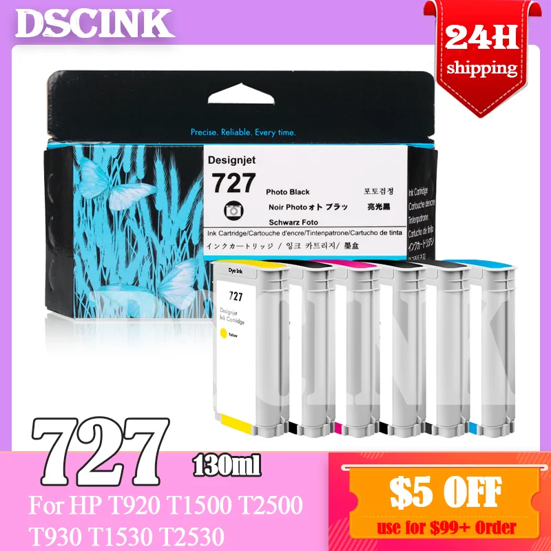 

727 Ink Cartridge Compatible For HP T920 T1500 T2500 T930 T1530 T2530 Printer 130ml High Quality Factory Price