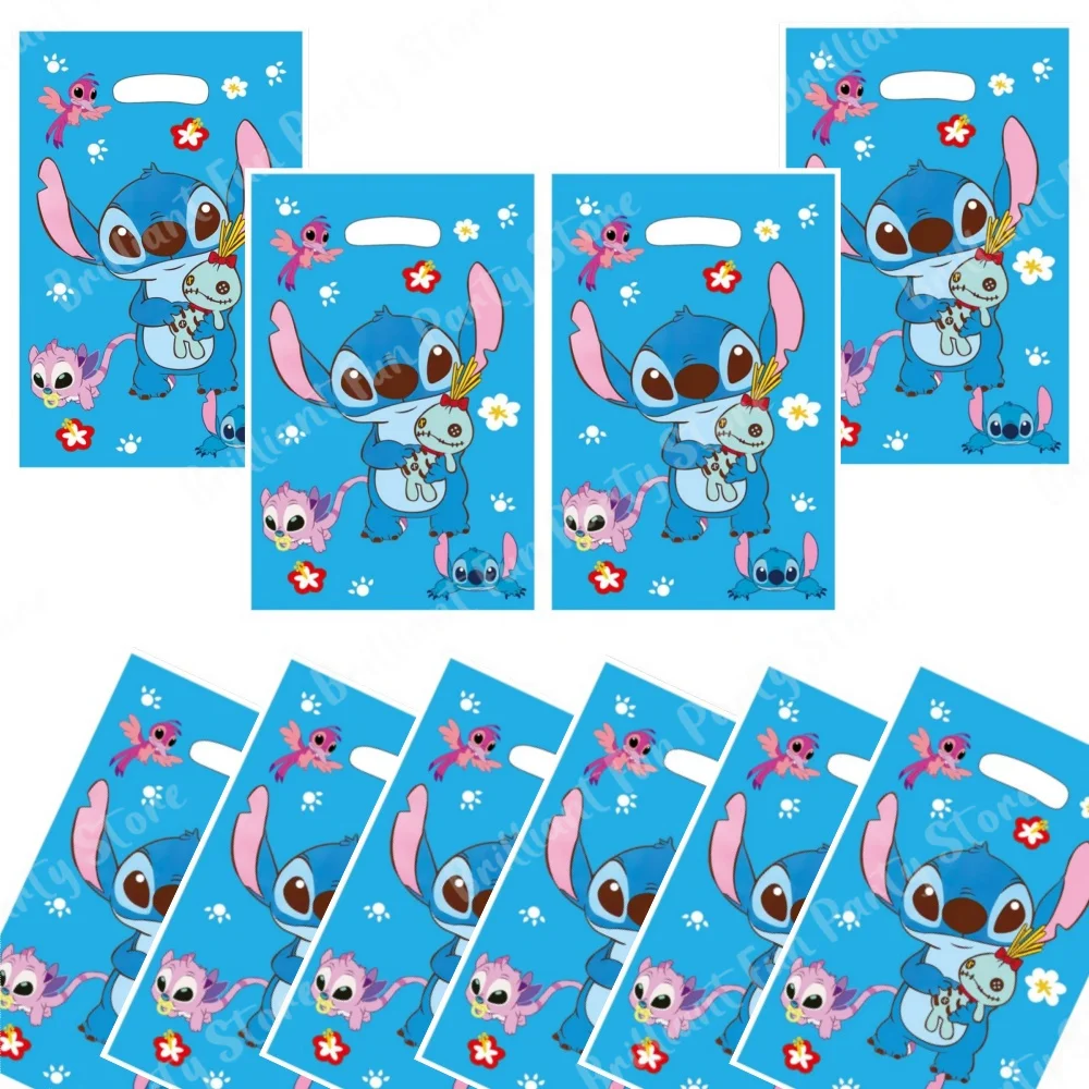 Disney Stitch Party Gift Bags Cute Plastic Candy Treat Bag Party Decorations for Kids Girl Birthday Baby Shower Party Supplies