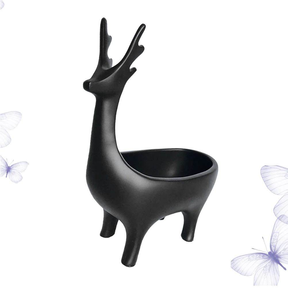 

1Pcs Deer Shaped Key Storage Box Resin Black Size Organizer European Style Home Decoration for Keys Makeup