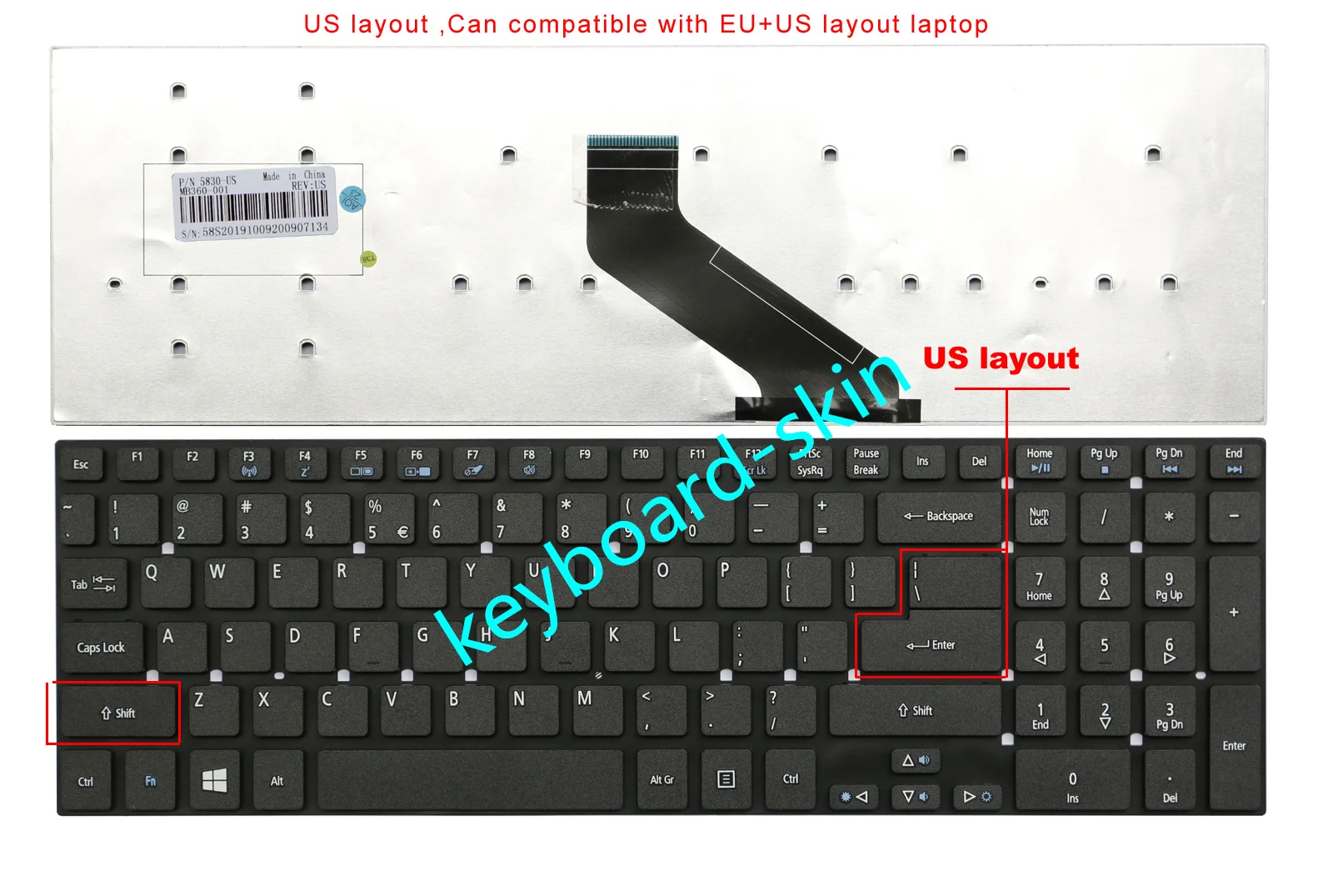 New US Keyboard for Acer ES1-731G,E1-522G,E1-530G,E1-532G,E1-570G,E1-572G,E1-731,E1-771,E5-511G,E5-551G,E5-571G,E5-572,E5-721