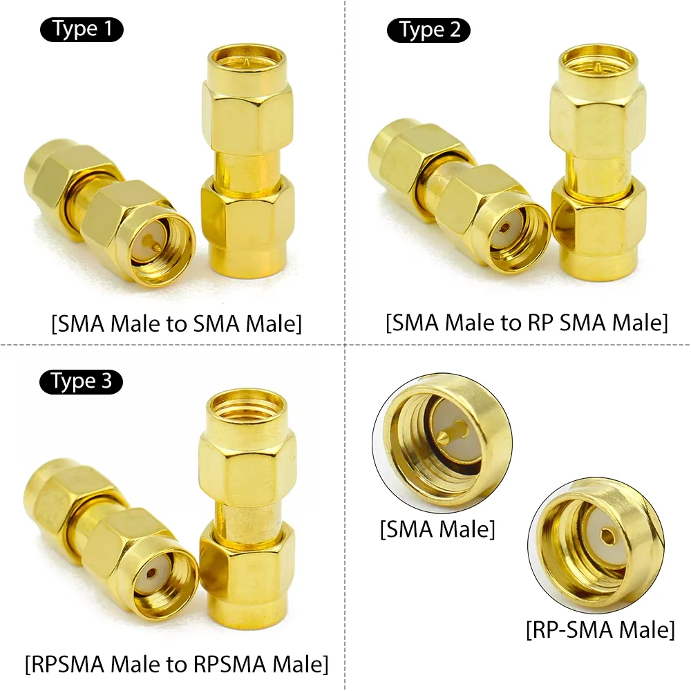 Connecteur coaxial RF droit SMA mâle vers SMA mâle, convertisseur de coupleur RP SMA mâle, expédition rapide pour adaptateur Wifi