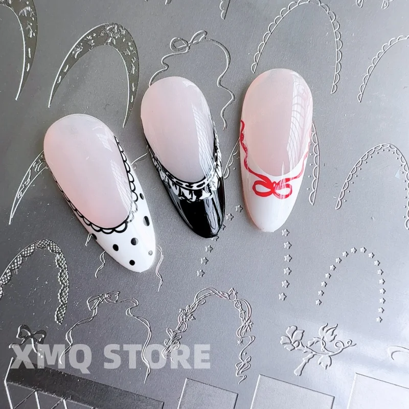 XMQ NAIL ART STAMPING PLATES FRENCH LINES TEMPLATES LACE DECORATION BORDER IMAGE PLATES
