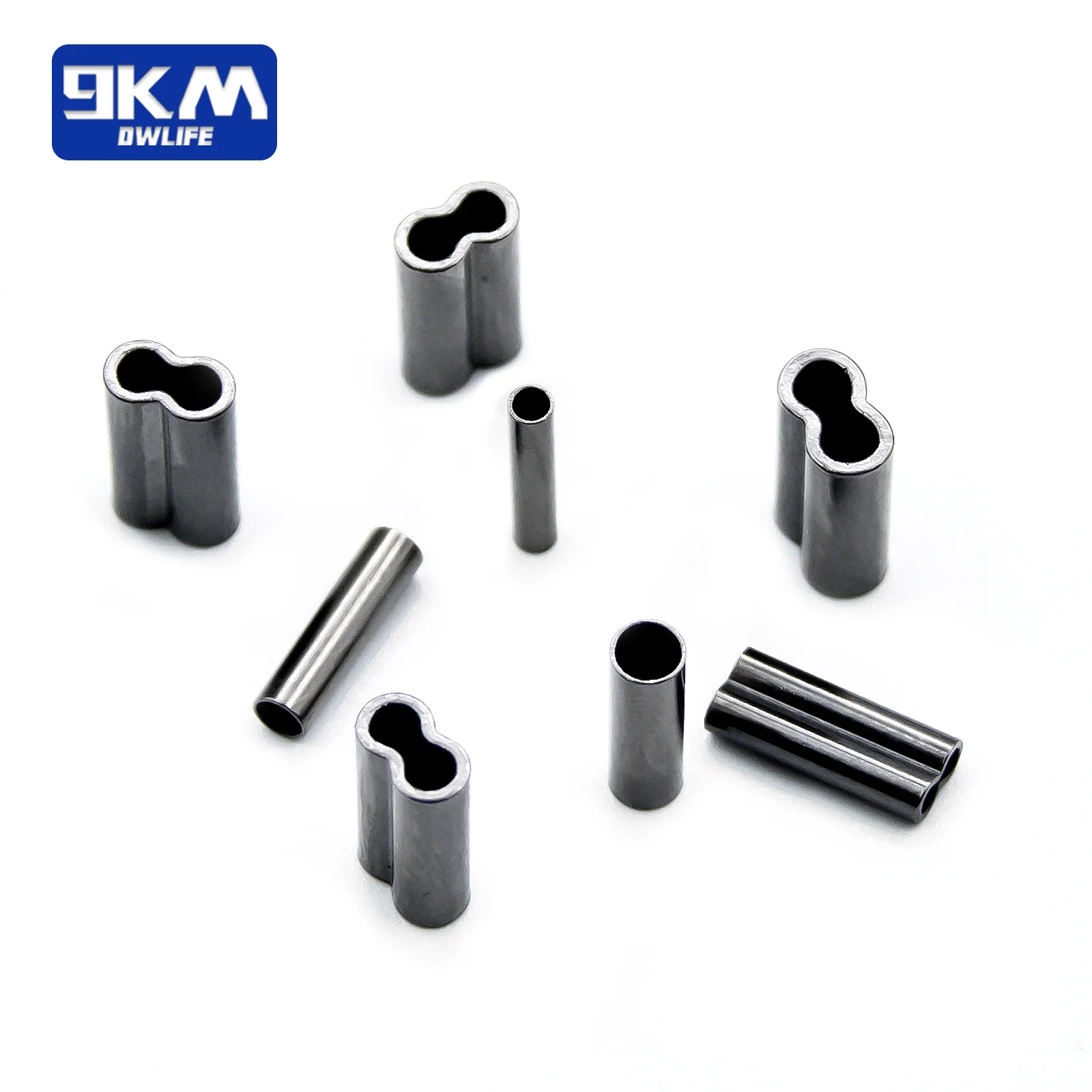 9KM 50Pcs Angeln Crimpen Ärmeln Draht Rohr Angeln Einzigen Doppel Barrel Angelschnur Zubehör Rohr Stecker – Detail 2