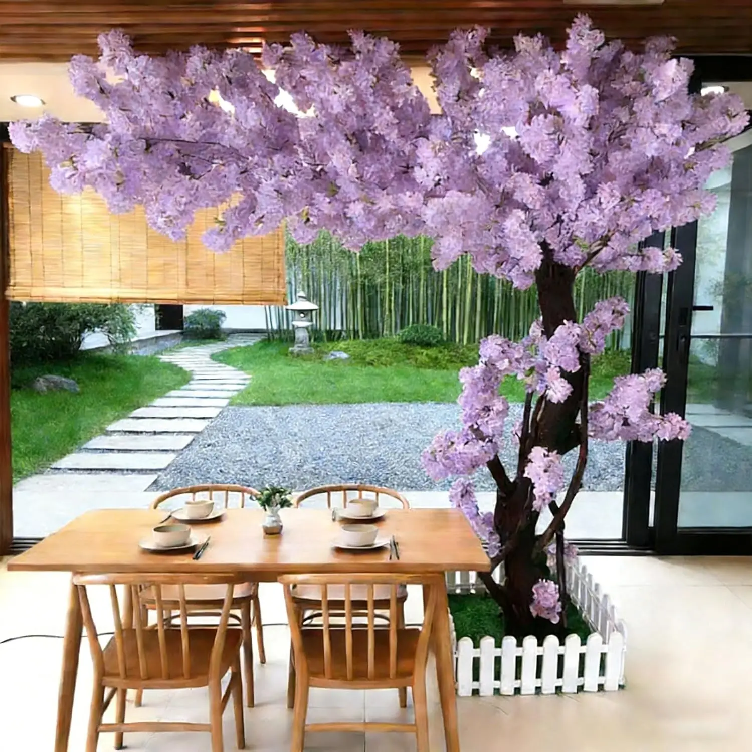 

Handmade Artificial Cherry Blossom Wishing Tree with Solid Wood Trunk Fake Home Garden Wedding Decor Cherry Blossom Tree
