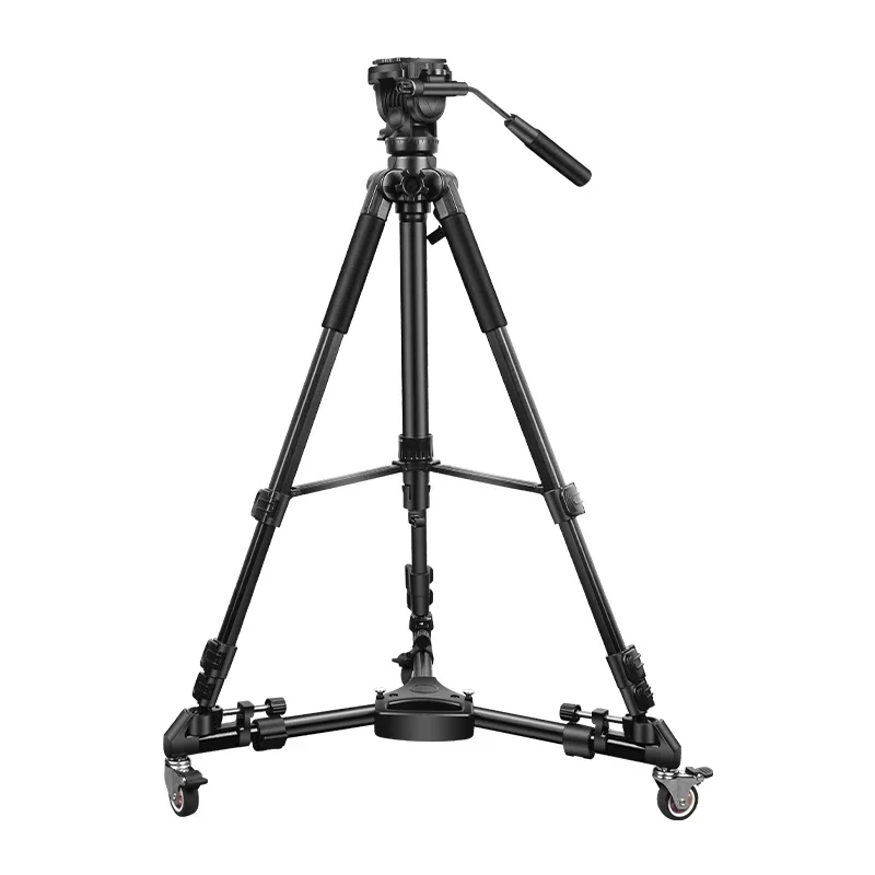 HL03 Pulley Tripod Q333L Aluminum Alloy Universal Stand with Wheel Base Take Picture Video Smooth Moving for Camera